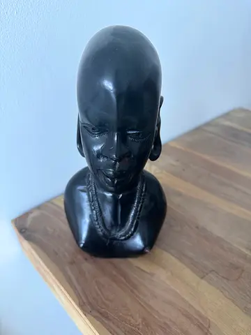 Small black resin/wooden bust sculpture - decorative collectible