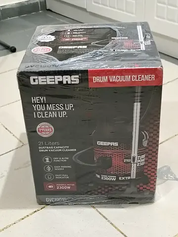 Geepas 21L Drum Vacuum Cleaner - Brand New, Sealed