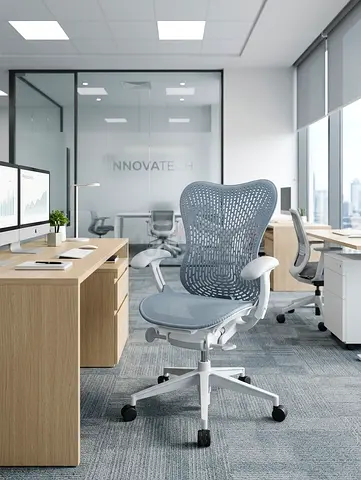 Herman Miller Merra Ergonomic Mesh Office Chair with Adjustable Arms and Lumbar Support fully loaded