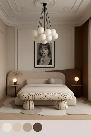 Minimalist Curved Bed (Only Bed) - Neutral Tones