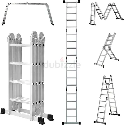 Aluminum Multi-Position Folding Ladder – 4.6m Extendable, Lightweight