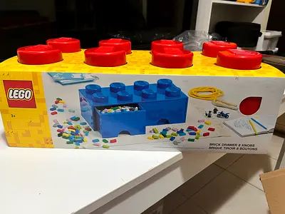 LEGO Brick Drawer - Red, 8 Knobs & Stackable