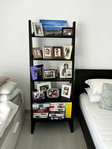 Black Ladder Shelf / Leaning Bookcase in Good Condition