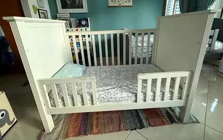Pottery Barn White Solid-wood Toddler Bed (Converts from Crib) - Good Condition