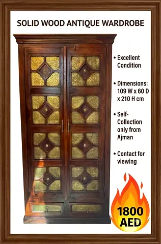 Antique solid wood wardrobe- cupboard