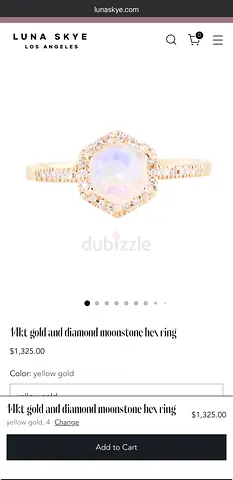 14kt yellow gold moonstone engagement hex ring with diamonds and custom matching pave band - size 6