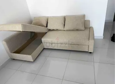 Beige L-shaped Sofa with Storage IKEA