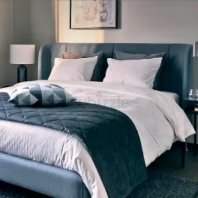 Twilight Mist Velvet Upholstered Wingback Bed