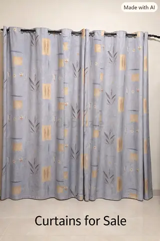 Light grey patterned eyelet curtains - ready to hang (pair)