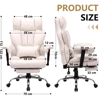 Big and Tall Executive Office Chair, 360° Swivel Desk Chair with Lumbar Support Pillow and Footrest