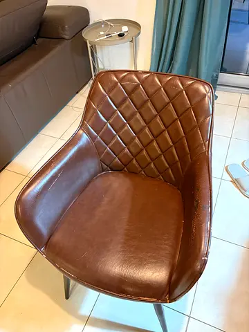 Brown Quilted Faux Leather Dining/Accent Chair - Used (Need upholstery)
