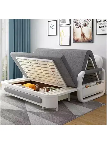 Compact 2-Seater Sofa Bed with Cushions and under and side Storage