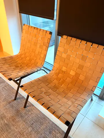 Pottery Barn Woven Suede Chairs (2) with Metal Frame
