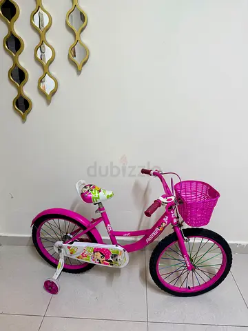 Pink Kids Bicycle with Training Wheels and Front Basket - Good Condition