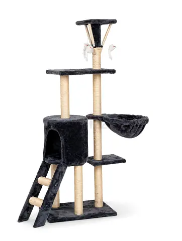 Multi-level Cat Tree Tower with Hammock and Scratching Posts - Dark Grey