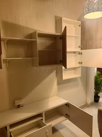 Wall Storage Cabinet / Shelving Unit - White & Wood
