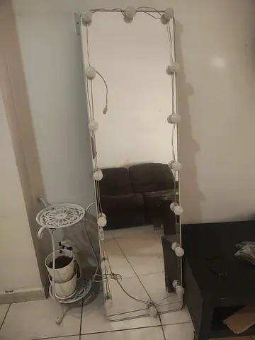 Full-length Standing Mirror with Hollywood Bulb Lights (Used)