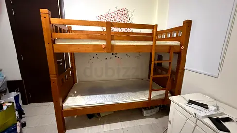 Solid Wood Bunk Bed - Twin over Twin with Ladder and mattress