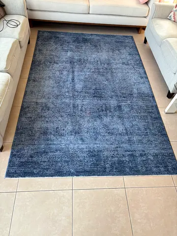 Used blue modern area rug - good condition