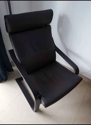 IKEA POÄNG Armchair leather lounge armchair with headrest - good condition