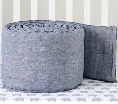 Light Grey Quilted Crib Bumper - Soft Cotton Blend