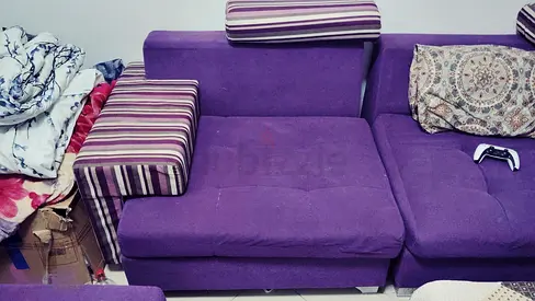 Single peice Purple Fabric Sofa - Comfortable