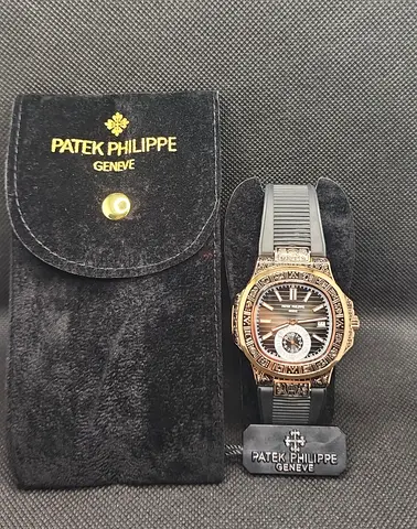 Patek Philippe Super Clone Nautilus Engraved Rose Gold Black Dial