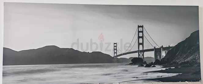 Large Black & White Panoramic San Francisco Bridge Canvas Print (4'by 2')
