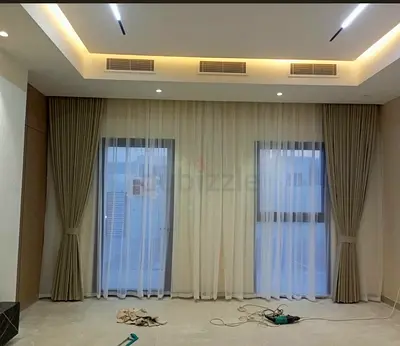 Custom made curtains with sheer panels