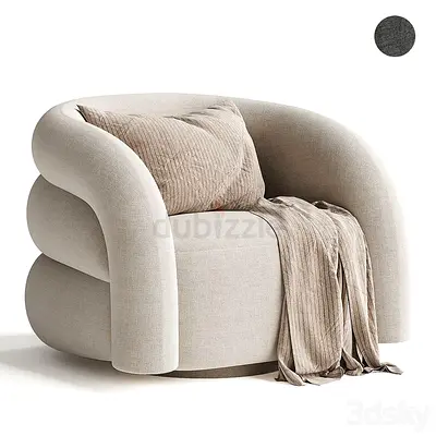 Modern Curved Accent Armchair - Plush Upholstered Lounge Chair