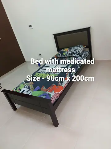 Single bed frame with medicated mattress - 90 x 200 cm