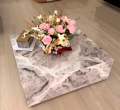 Grey Marble Dining Table with Pedestal Base - Seats 8 & matching items