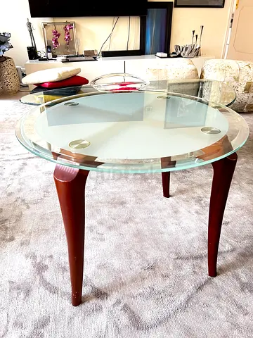 Handcrafted Side Table with Glass Top