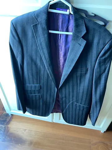 Men's black Ted Baker  Pinstripe Suit Jacket - Single Breasted, Size M-L