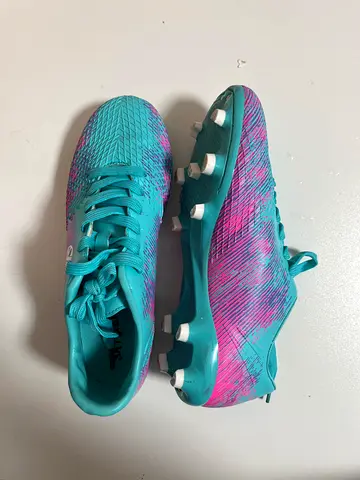 Turquoise & Pink Youth Football Cleats - Size 6.5
