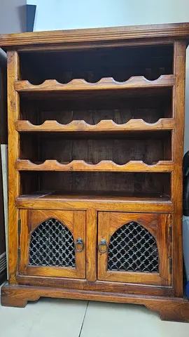 Solid Wood Wine Rack Cabinet with Shelves and Storage