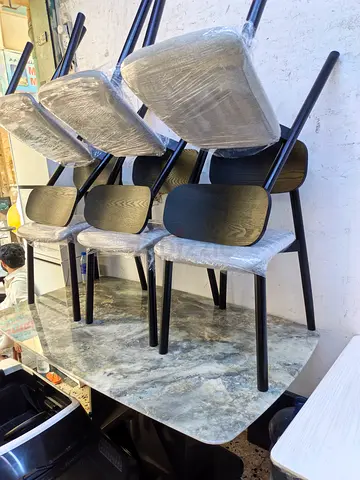 Set of 6 Modern Black Dining Chairs - New, wrapped