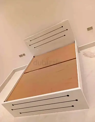 White wooden double bed frame with headboard (needs mattress)