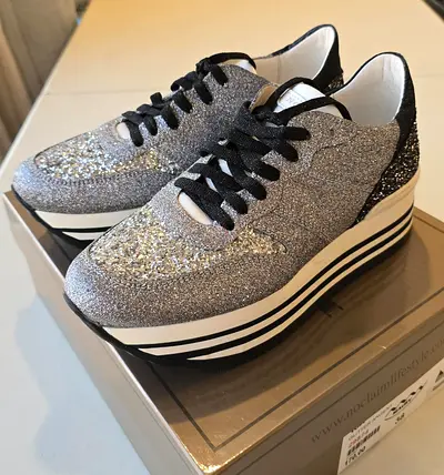 Black & silver glitter Platform sneakers