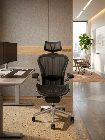 Herman miller Mesh Office Chair with Headrest — Good Condition