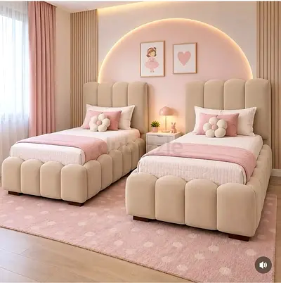 Brand New beige colour 2 pairs 90*200 single size bubble bed