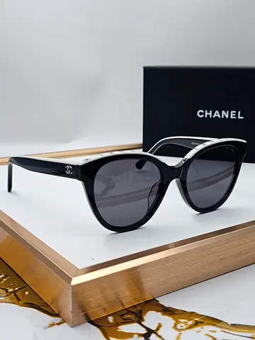 Chanel Black Cat-Eye Sunglasses with Quilted Case