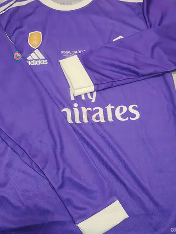 Purple Real madrid long-sleeve football jersey (Emirates sponsor) - size-S(36)