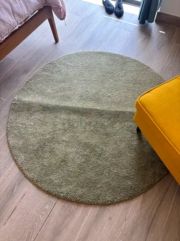 IKEA round rug, olive green, 130 cm, low pile