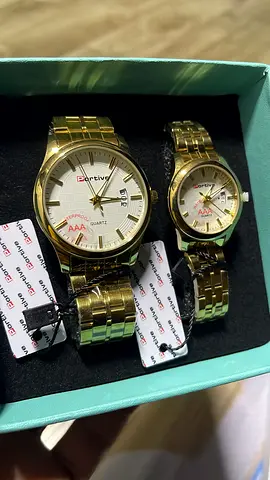 Pair of Gold-Tone BFIVE Matching His & Hers Analog Watches