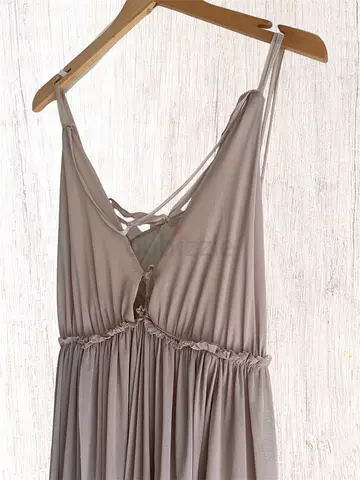 Beshka Long Dress - Light taupe sleeveless - size M