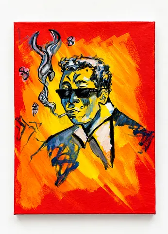 Original Acrylic Portrait Painting on Canvas — Cool Smoking Man