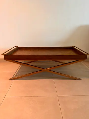 Indigo Living Wooden Coffee Table with Bronze Metal Base