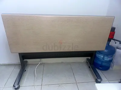 Adjustable on off table / small standing desk — light wood top