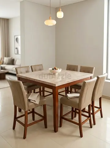 Beautiful marble top high 8-seater dining table for sale (excellent condition)